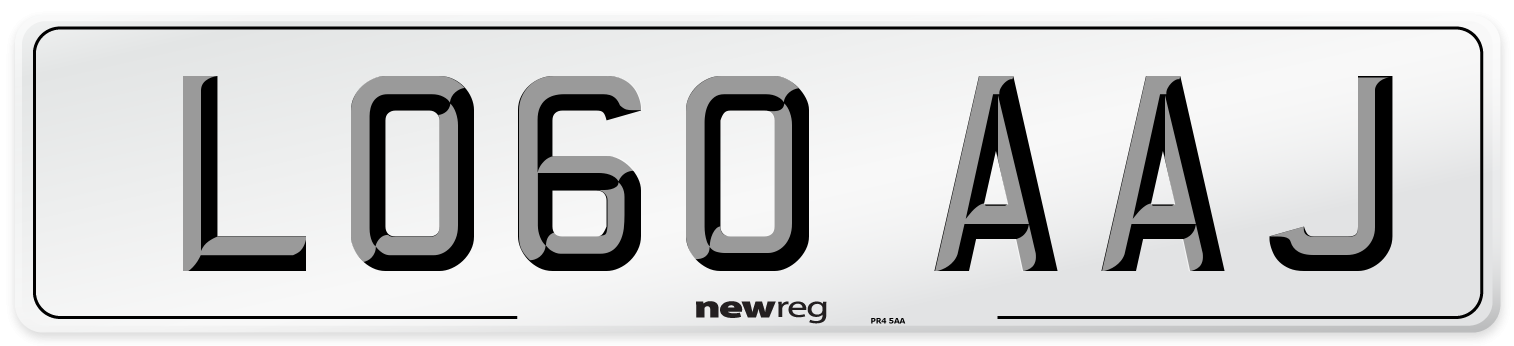 LO60 AAJ Number Plate from New Reg